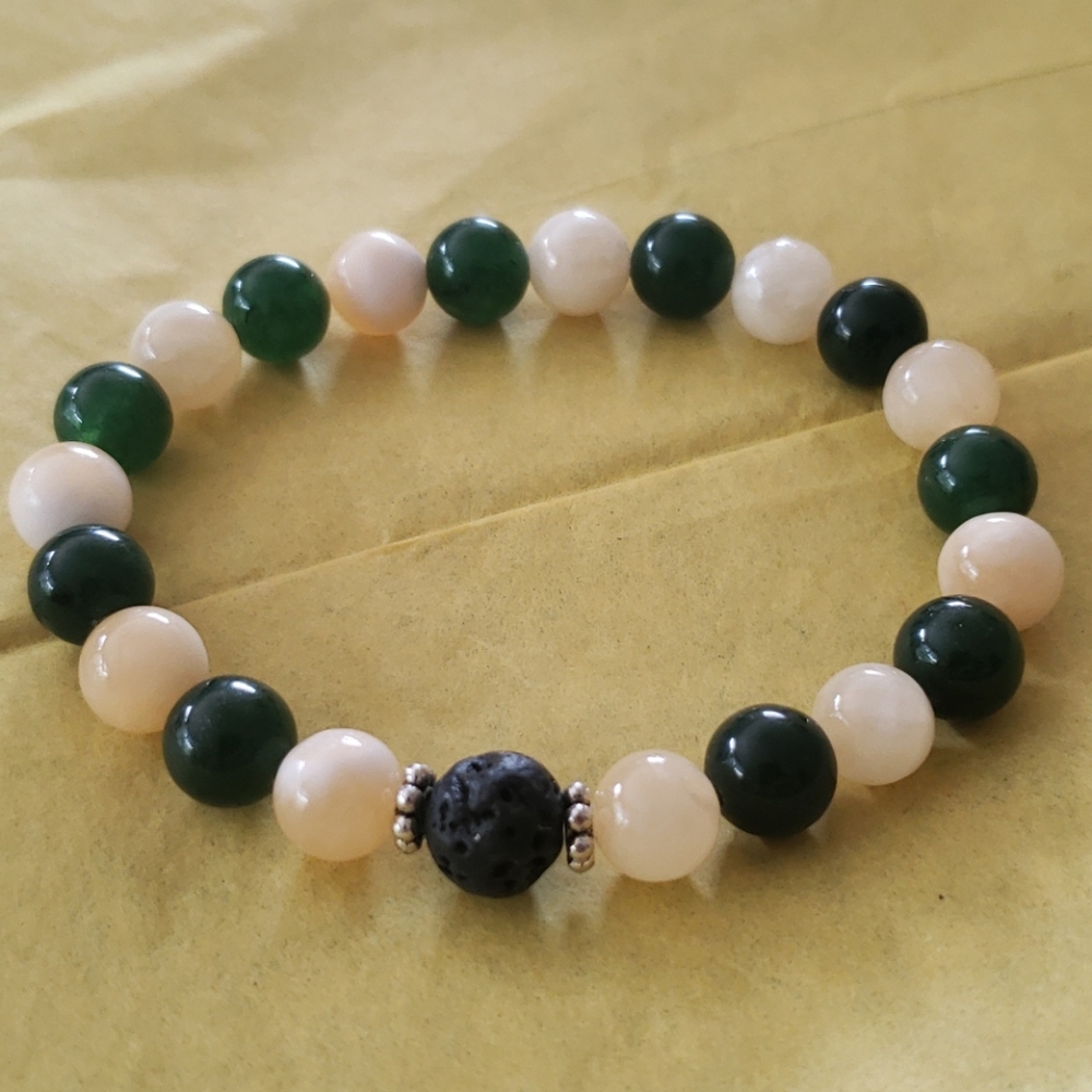 Emerald and calcite aromatherapy bracelet